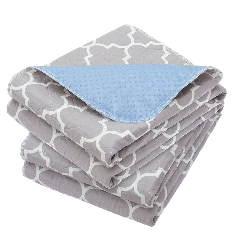 OUTCREATORÂ® Washable Bed Pads 34" x 56" (Pack of 2), Incontinence Mattress Protector, Anti-Slip Waterproof Underpads for Adults Kids Elderly Pets, Absorbency & Reusable Bedwetting Pads (Gray) - Image 1